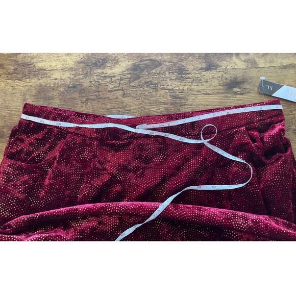 Lularoe Elegant Womens Red/Maroon Velvet Gold Glitter Comfortable Pocket Maxi - Picture 4 of 8